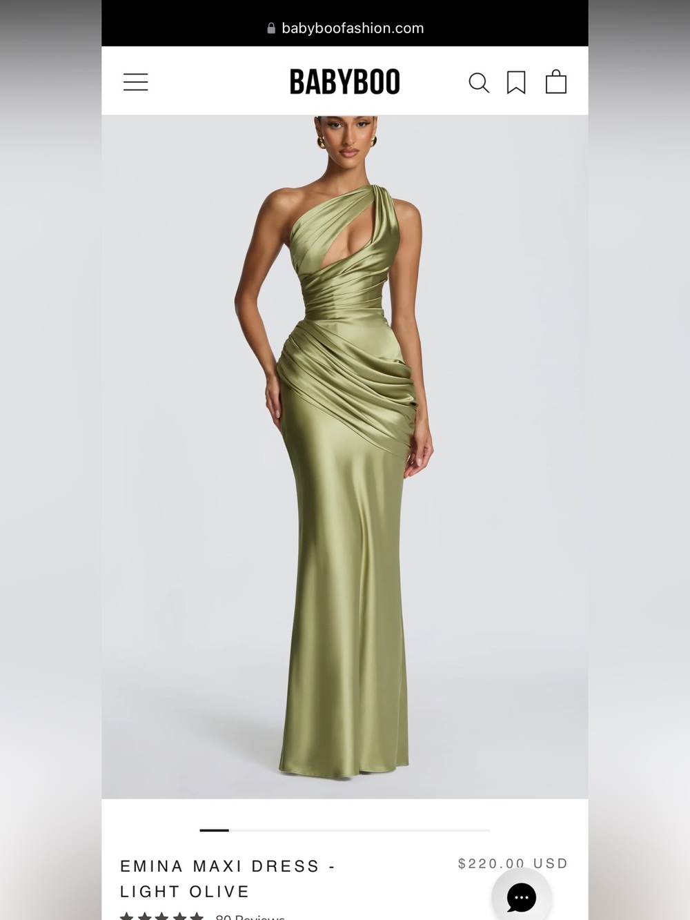 Babyboo Emina One-Shoulder Maxi Dress in Light Olive